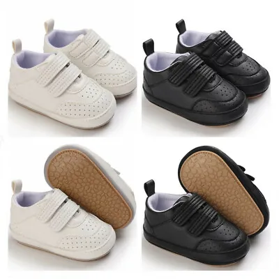 Newborn Baby Boy Pram Shoes Infant Toddler Rubber Sneaker PreWalker Trainer 0-18 • £4.99