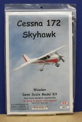 Osborn 6013 Cessna 172 Skyhawk Laser Cut Wood Model Kit 1:66 NIB Canada • $25.63