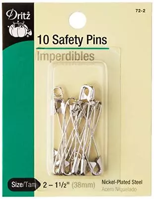  72-2 Safety Pins Size 2 (10-Count) Nickel  • $9.42