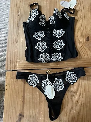 Adore Moi By Ultimo (for Debenhams) Basque And Thong Matching Set.  34B And 14 • £9