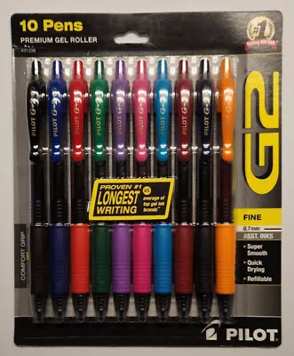 PILOT G2 Premium Rolling Ball Gel Pens - Fine Point - Assorted Colors - 10pk NEW • $10