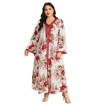 Plus Size Dubai Abaya Women Kaftan Muslim Long Maxi Dress Islamic Evening Gown • $62.65