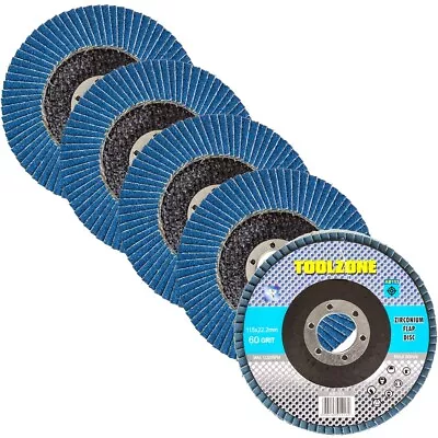 5x CLEANING FLAP DISC 60 Grit Sanding Disk Rust/Paint Removal 4.5  Angle Grinder • £11.60