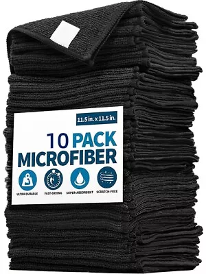 10pcs Microfiber Cleaning Cloth Pack Premium Black/Gray Rag • $13.98