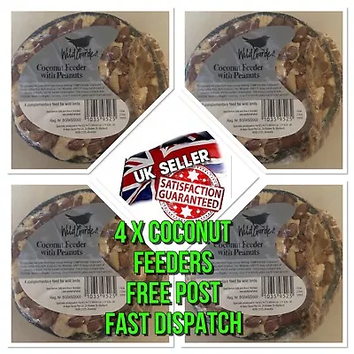 4 X Co-Co Fat Feeder High Energy Wild Bird Feed Half Coconut Suet & Peanut Food • £9.99