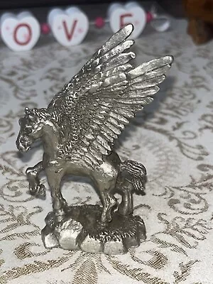 Vintage Unsigned Pewter Pegasus Detailed Pewter Figurine • $12.99