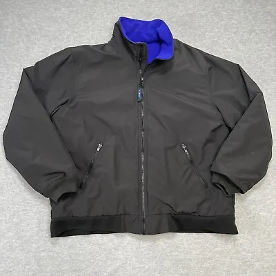 Vintage LL Bean Jacket Mens Large Black Warm Up Bomber Fleece Lined Full Zip 90s • $20.95