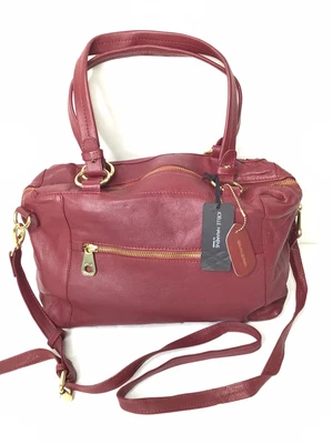 $39.99 • Buy Joelle Hawkins By Treesje Leather Handbag Maroon Shoulder Strap NEW