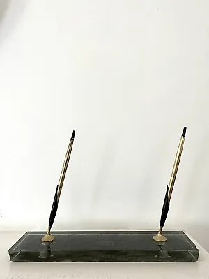 Vintage MCM Cross Ballpoint Pen/Pencil Desk Set 1/20 10K Gold Filled Glass USA • $42.85