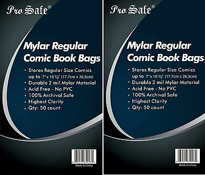 100 MYLAR Comic Book Bags  - Regular Size - 100 Comic Book Bags / Sleeves  2 Mil • $44.95