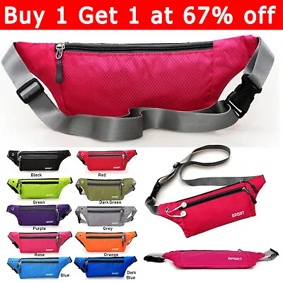 Waterproof Women Men Waist Bum Bag Holiday Travel Money Running Belt Fanny Pack • £3.28