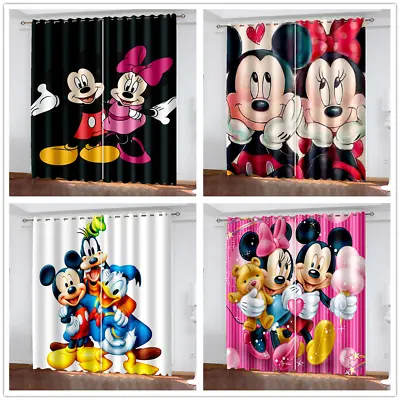 £34.80 • Buy 3D Mickey Minnie Mouse Curtains Kids Bedroom Blackout Curtains Ring Top Eyelet