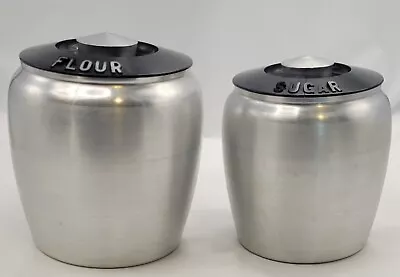 Vintage MCM Kromex Aluminum 2 Piece Canister Set Flour & Sugar With Lids • $36.98