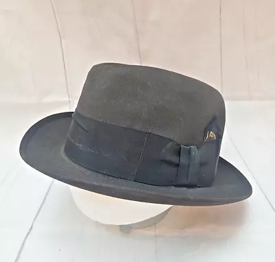 Resistol Self Conforming Men's Vintage Brown Fedora Hat With Feather 7 1/8  • $40