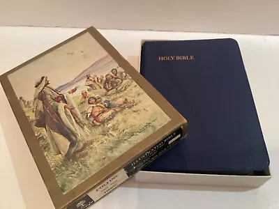 HOLY BIBLE ILLUSTRATED Leatheroid Bound King James Version Collins VINTAGE Boxed • £26.99