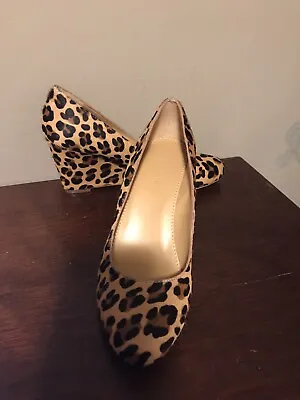 Women’s J. Crew Animal Pattern Calf Hair Wedge Shoes Size 5.5M (CON200) • $45