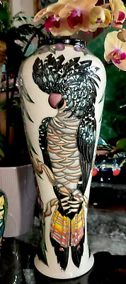 Moorcroft Black Cockatoo Vase Philip Australia Collection Retail $3100  EUC • $3100