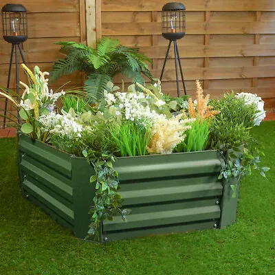 Green Metal Raised Garden Bed Outdoor Flower Vegetable Herb Planter Box 3 Sizes • £52.95