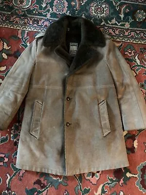 Vintage Mighty-Mac  Lined ~ SUEDE LEATHER  Winter Rancher Coat Jacket 40 Long • $174