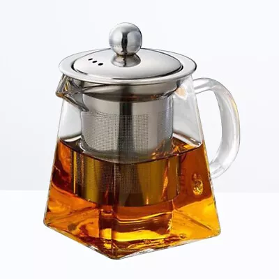 Glass With Strainer Metal Water Jug Teapot Infuser Cup Set • £15.48