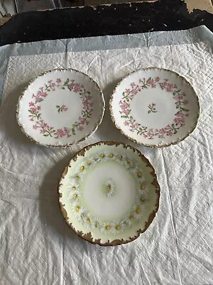 3 Magnificent T&V Limoges 7  Plates Hand Painted Daisies RHS Plymouth May Flower • $16.95