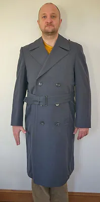 Vtg 1964 W German Military Bundeswehr Wool Serge Gaberdine Over Trench Coat 40 • $96