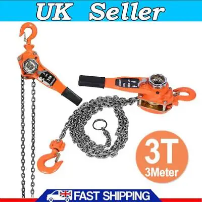 3.0Ton Ratchet Chain Lever Lift/Crank Chain Hoist Block/Puller Lifting 3 Meters • £77.09