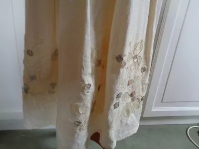 Laura Ashley Cream  Pure Linen Skirt With Mother Of Pearl Detail -- Size Uk 12 • £19.99