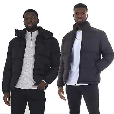 Mens Brave Soul Jacket Zip Up Warm Winter Outdoor Padded Puffer Casual Coat • £32.99