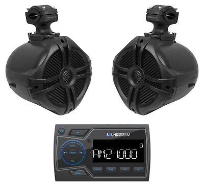 $194.85 • Buy Soundstream MHU-32 Marine Boat ATV/UTV Bluetooth Receiver+2) 6.5  Tower Speakers