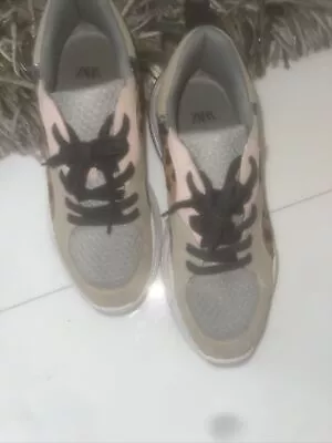 $95 • Buy Zara Chunky Sneakers Size 39 Size 9 Leopard 