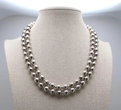 Vintage Taxco Mexico .925 Sterling Silver Beaded Necklace Approximately 36.5  • $151