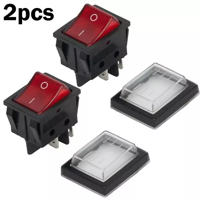 Reliable 2pcs Rocker Switch POWER PUMP ON OFF With Red Illumination And 4 Pins • £6.89