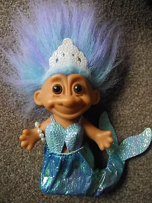 Rare Vintage Medium 4.5  Russ Troll Mermaid Blended Lilac Hair & Tiara • $31.08