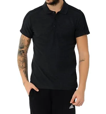 £15.99 • Buy Adidas Essentials 3 Stripe Polo Shirts Men's Short Sleeve Top T-Shirt Black S