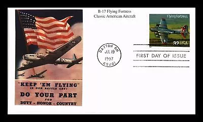 Us Cover B-17 Flying Fortress Classic American Aircraft Fdc Mystic Cachet • $0.48