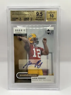 2005 Upper Deck Foundations Aaron Rodgers Rookie Exclusive Gold Auto /25 BGS 9.5 • $2500