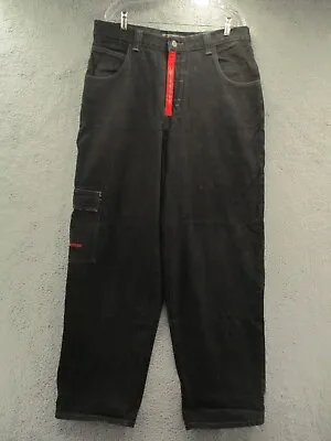 Vintage 00s Y2K BOSS Jeans Baggy Wide Leg Cargo Black Denim Mens Size 38x34 • $74.99