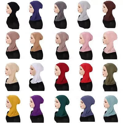 Womens Under Scarf Cap Bone Bonnet Ninja Hijab Islamic Neck Cover Muslim Shiny • £2.98