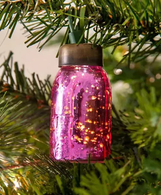 Set/6 • Hot Pink Mercury Glass Mini Mason Jar Everyday Light Covers • 2½  Tall • $39.99