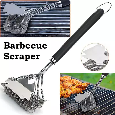 BBQ Grill Barbecue Stainless Scraper Cleaning Rust Resistance Wire Brush Tool AU • $20.99