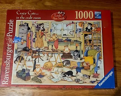 Linda Jane Smith 1000 Piece Jigsaw. Crazy Cats / Craftroom. Complete & Sealed • £6.99