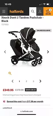 Hauck Duett 2 Double Tandem Baby Pushchair Twin Stroller Black Rain Covers • £120