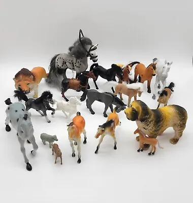 Lot Of Animals Horses Lion Toys Plastic Rubber Imperial Boley VTG Modern Mixed  • $7.95