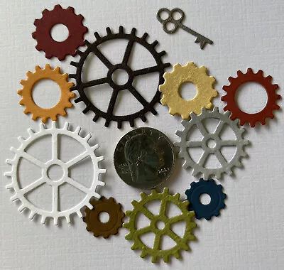 SMALL GEARS Die-Cut(12pc) Steampunk•Cog•Metal•Sprocket •Machine•Antique•Spin•Key • $2.79