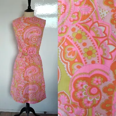 £14.99 • Buy Original Vintage 60s Hong Kong Psychedelic Shift Dress Mod GoGo 10 12