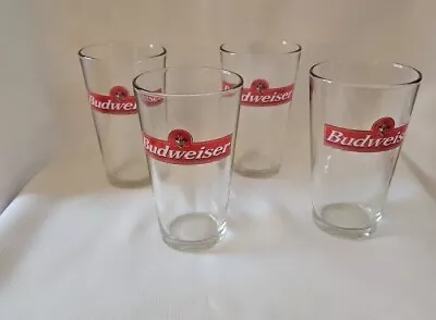 Vtg Set Of 4 Budweiser Beer Pint Glasses New Never Used 16oz  • $25