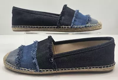 Michael Kors MK Blue Denim Slip On Espadrilles Raw Edge Ombre Women SZ 8.5M NEW • $39.99