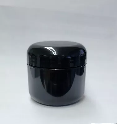 Qty 100 New JARS 2 OZ. Empty Black Plastic Double-wall JARS W/ FREE Lids &seal • $34.99