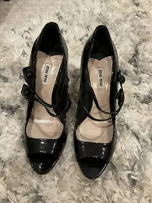 Miu Miu Black Size 40.5 Patent Leather EUC. Newly Soled! • $34.48